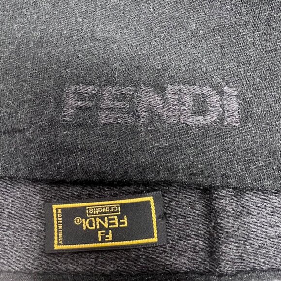 Vintage Fendi Scarf for Men/Women Riversable 62"x13" Black/Gray Fringed (19) - Picture 6 of 6